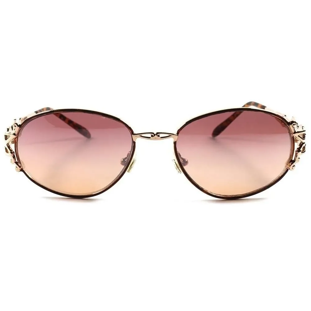 50s 60s Classic Vintage Retro Fashion Womens Stylish Gold Oval Sunglasses C58